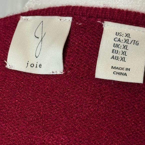 Joie Red V-Neck Sweater with Balloon Sleeves size XL - Picture 12 of 12